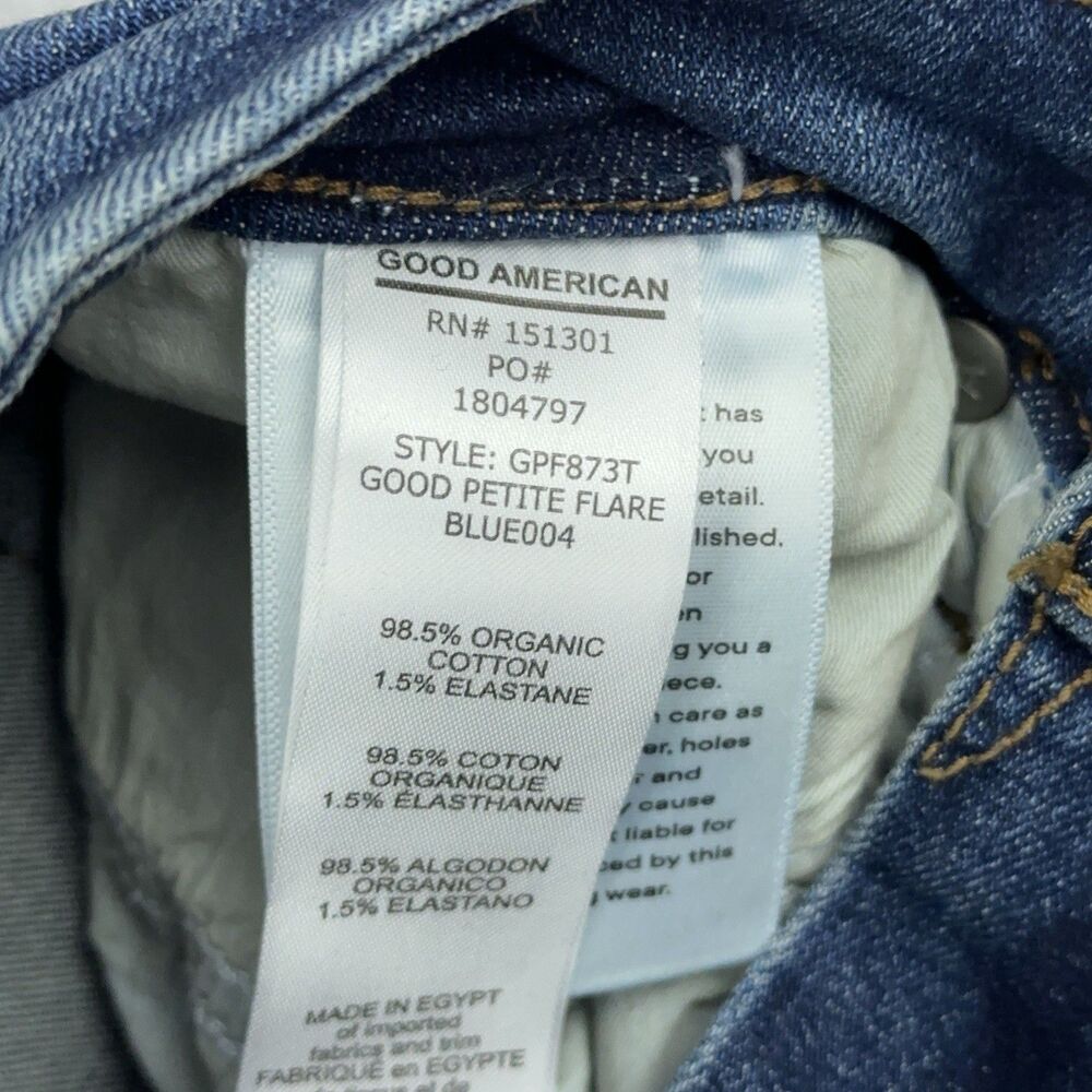 GOOD AMERICAN Good Petite Flare Jeans Women's Size Size 4/27 Blue Stretch NWT - Picture 8 of 12